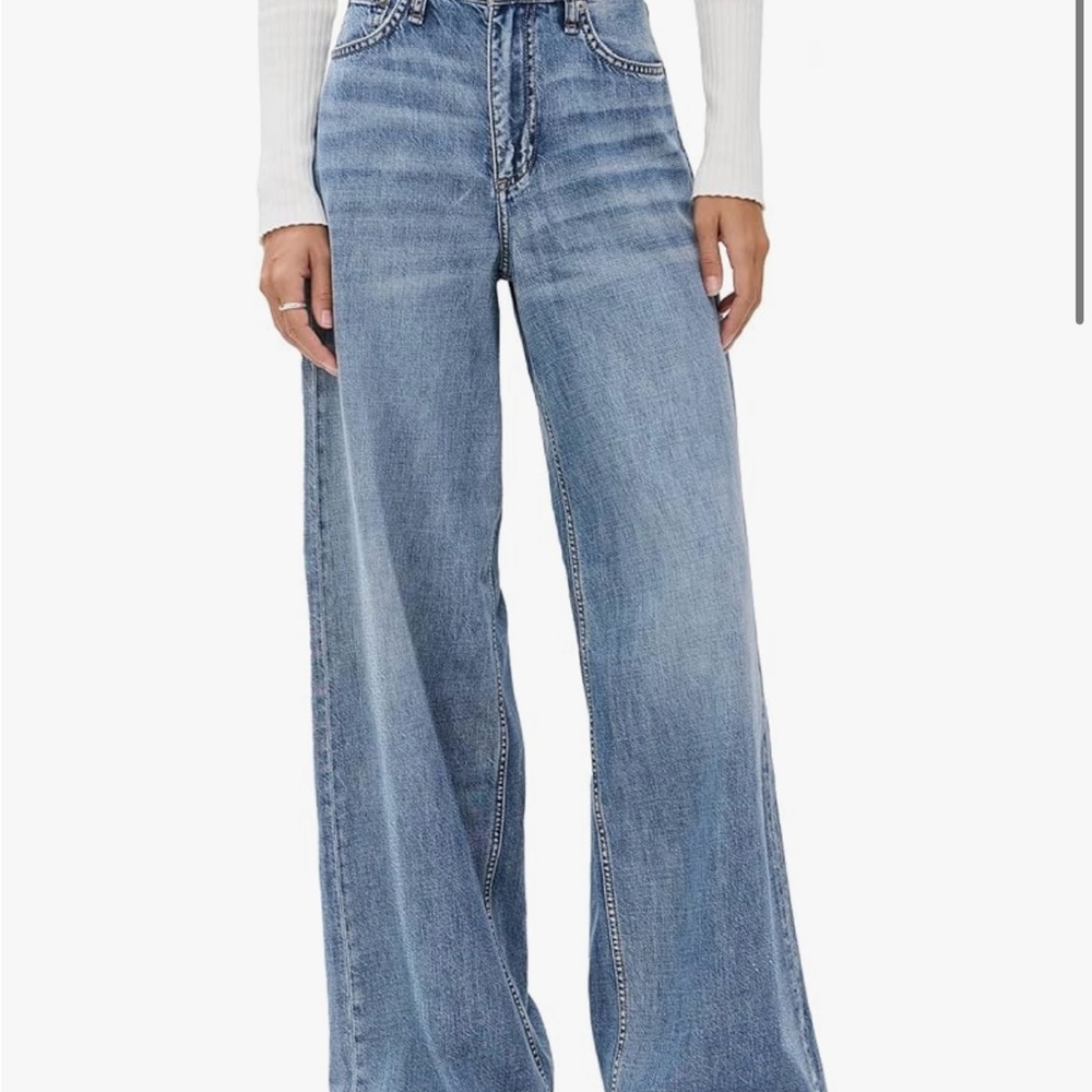 rag & bone Women's Featherweight Sofie High-Rise Full Length Wide Jeans
